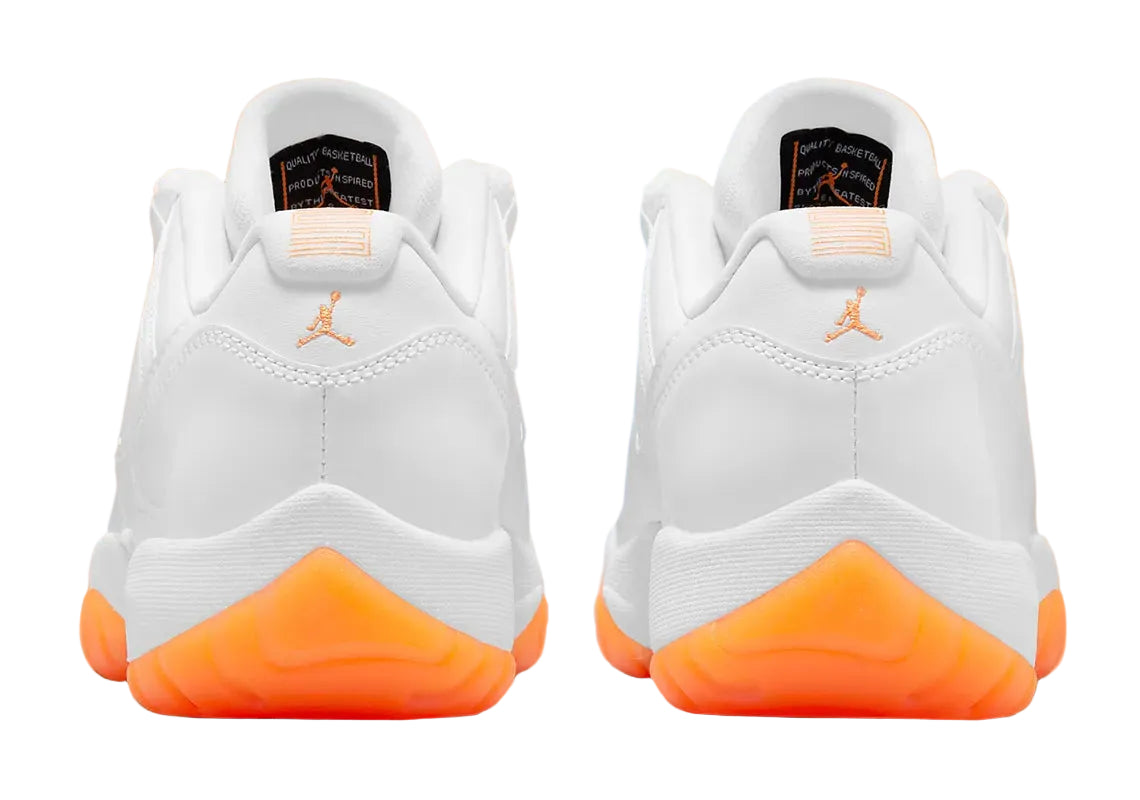 White leather low sneaker with orange sole 