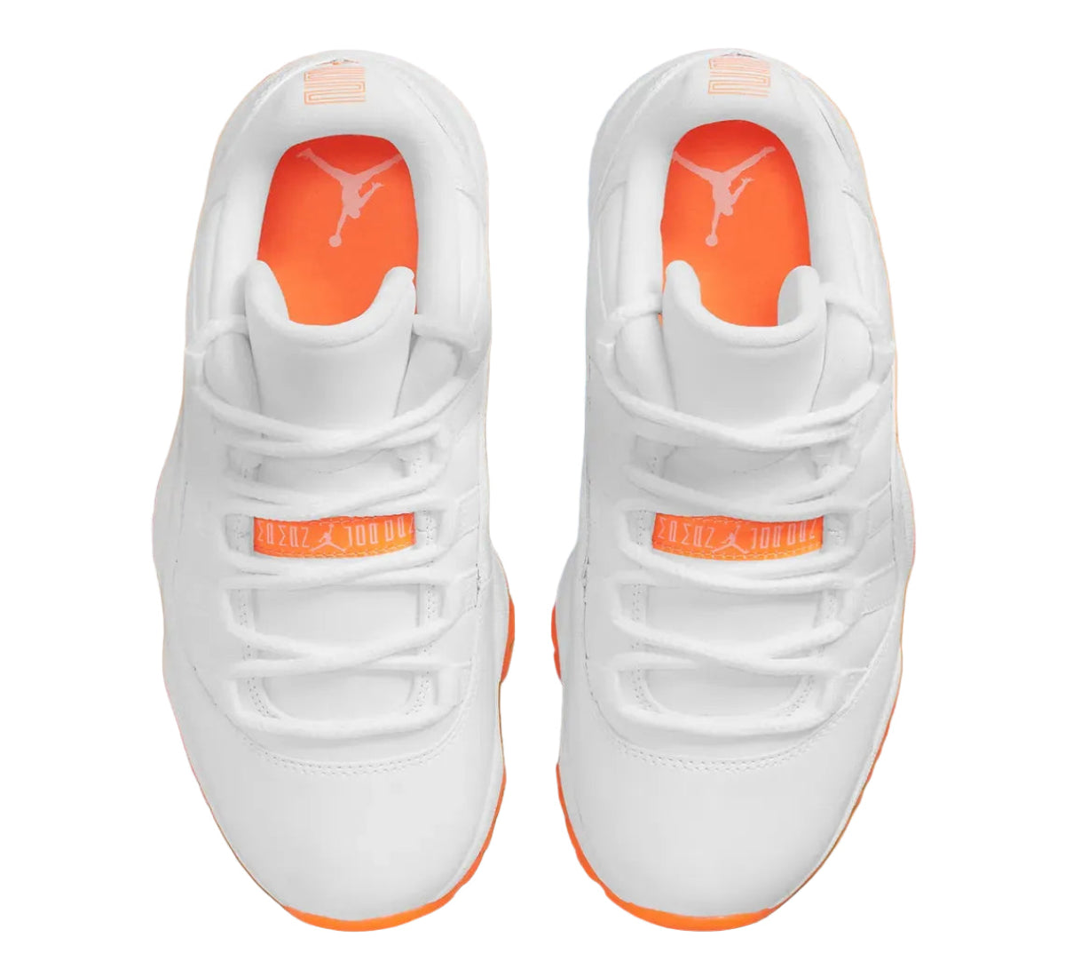 White leather low sneaker with orange sole 